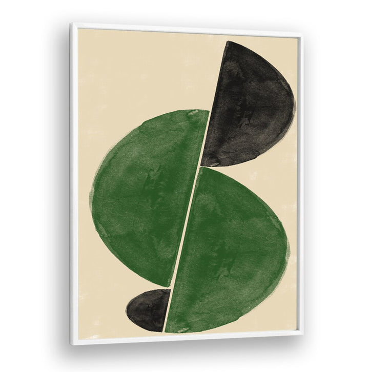 Abstract painting "INTERACTION BALANCE NO.4" features harmonious shapes and colors for a modern aesthetic.