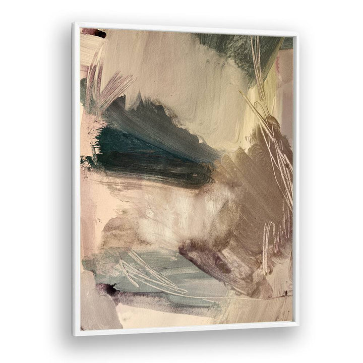 Abstract painting titled "WHISPERING STROKES," showcasing soft hues and dynamic brushwork for elegant decor.