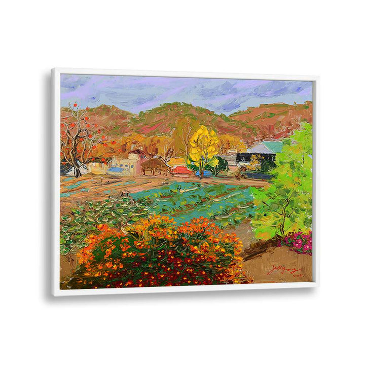 Vibrant CHRYSANTHEMUM VILLAGE, LANDSCAPE PAINTINGS showcasing colorful nature and serene rural beauty.