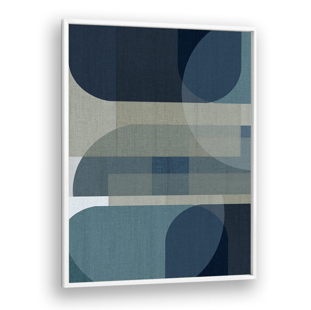 Stylish Woven Blue Layers III, Geometric Art Prints featuring abstract shapes, perfect for modern home decor.