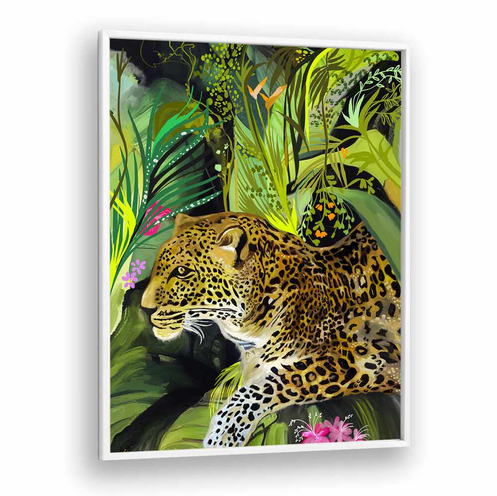 Stunning LEOPARD KING, ANIMAL PAINTINGS showcasing fierce elegance and vibrant wildlife in an artistic design.