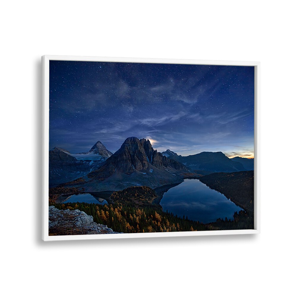 Transform your space with STARRY NIGHT AT MOUNT ASSINIBOINE, PHOTOGRAPHY PRINTS showcasing a breathtaking starry landscape.