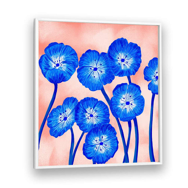 INDIGO BLOOMS , FLORAL FLOWER PAINTINGS