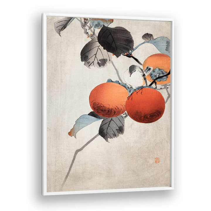 NUTHATCHER ATOP PERSIMMONS (CA. 1910)  , JAPANESE PAINTINGS , JAPANESE ART PRINTS