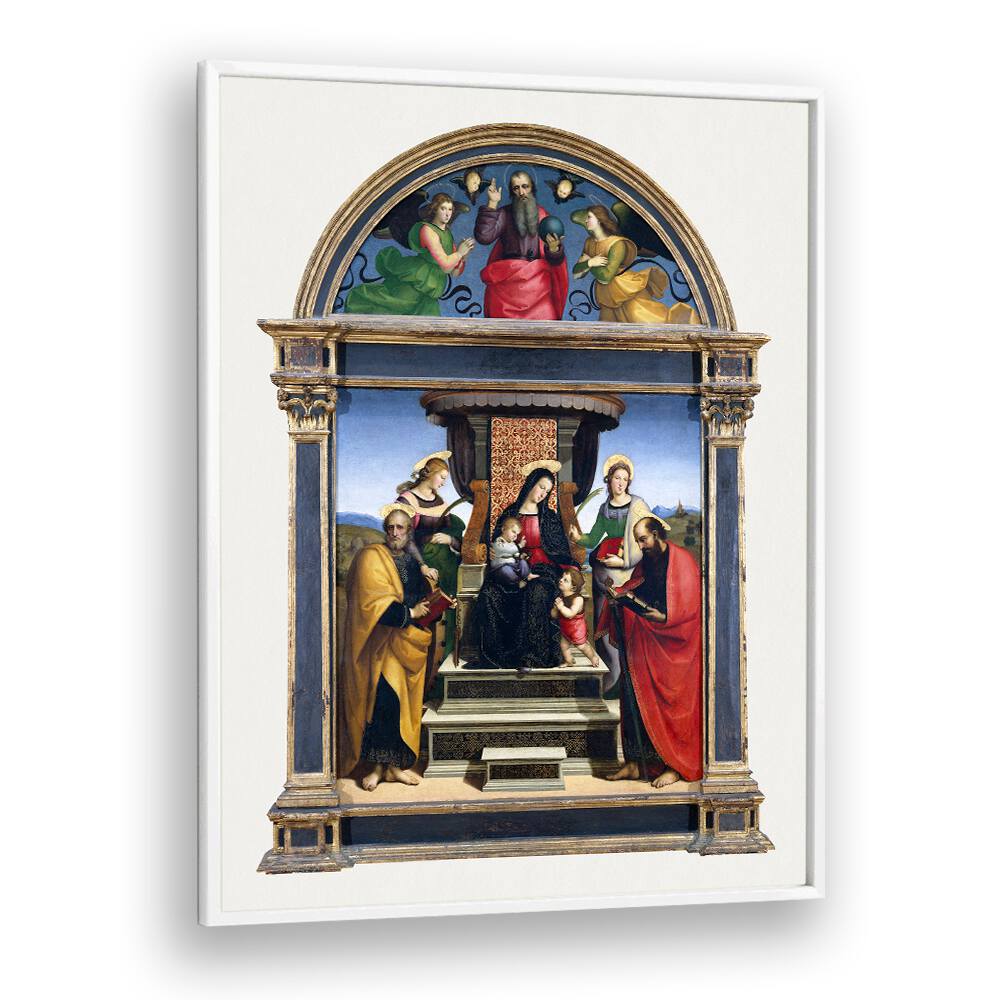 MADONNA AND CHILD ENTHRONED WITH SAINTS (1503-1505) BY RAPHAEL RAFFAELLO , VINTAGE PAINTINGS