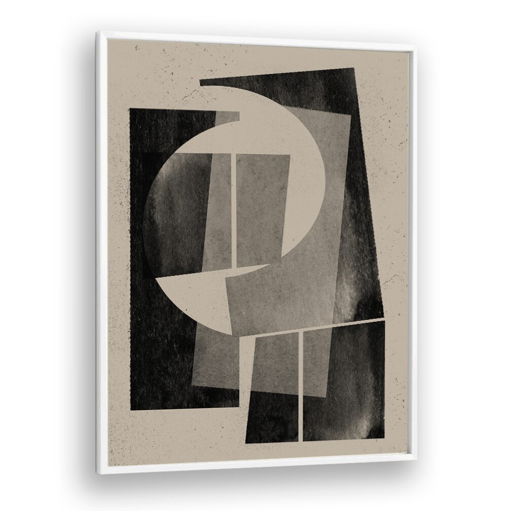 Transform your space with PAPER CUT NO.8, GEOMETRIC ART PRINTS showcasing striking abstract designs in neutral tones.