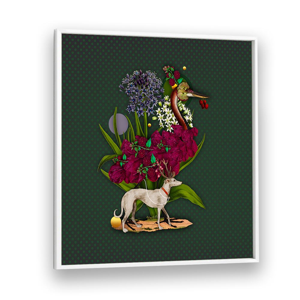 Whimsical ENCHANTED FOREST VII, ANIMAL PAINTINGS featuring vibrant flora and fauna, perfect for nature-inspired decor.
