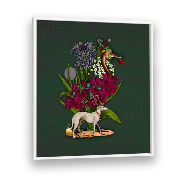 Whimsical ENCHANTED FOREST VII, ANIMAL PAINTINGS featuring vibrant flora and fauna, perfect for nature-inspired decor.