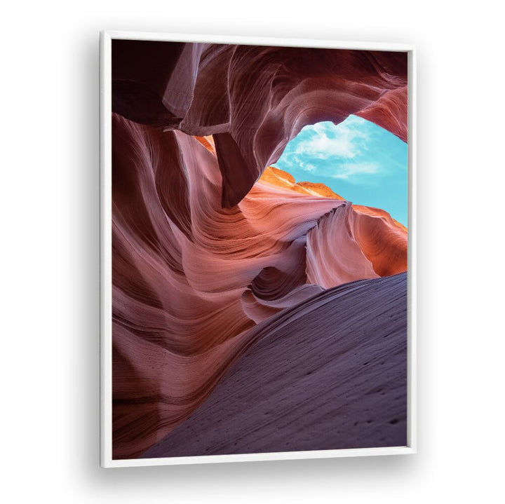 Breathtaking view of Antelope Canyon, showcasing vibrant red rock formations in stunning landscape paintings.