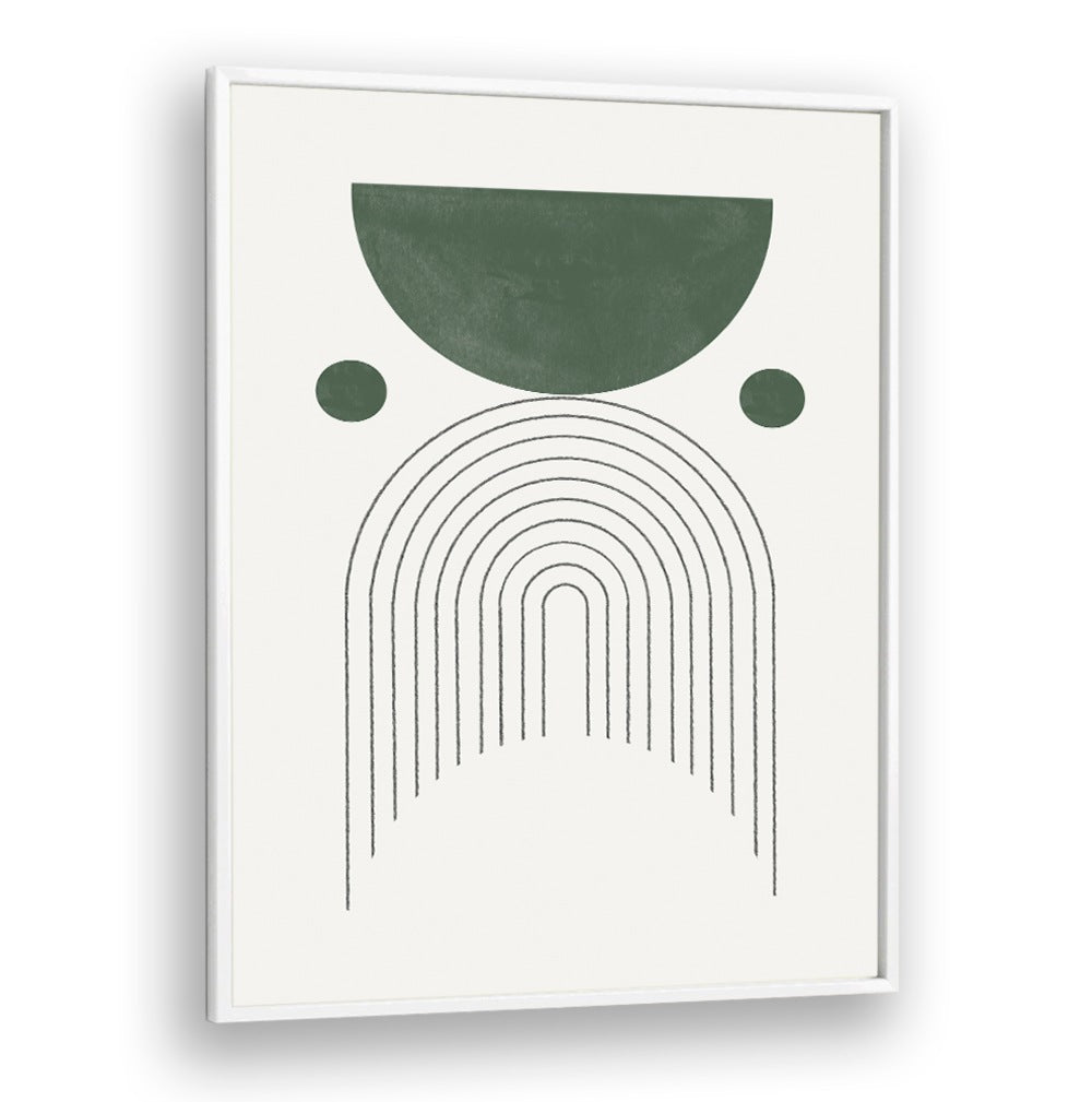 Stylish GREEN MID CENTURY MODERN NO.3, GEOMETRIC ART PRINTS featuring calming greens and elegant lines for any decor.