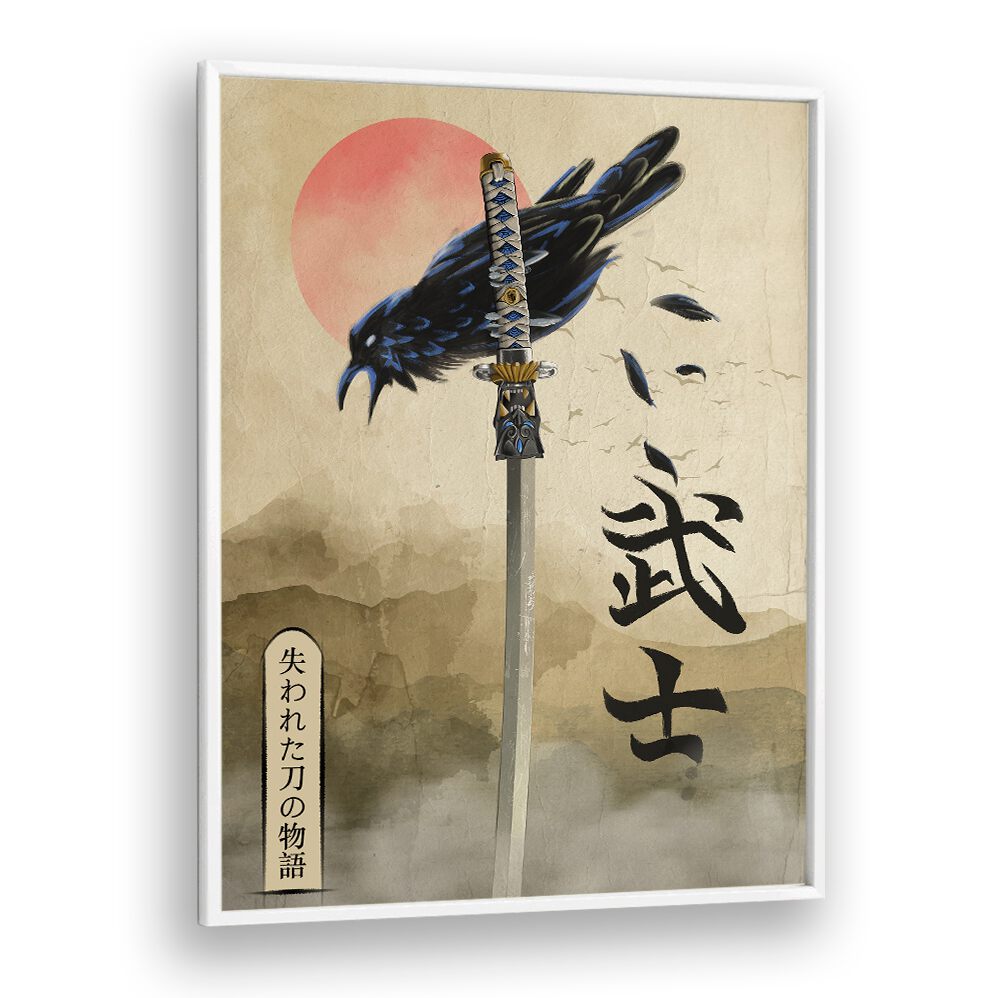 Stunning DEAD SOULS, JAPANESE PAINTINGS artwork featuring a crow and katana, capturing emotion and storytelling.