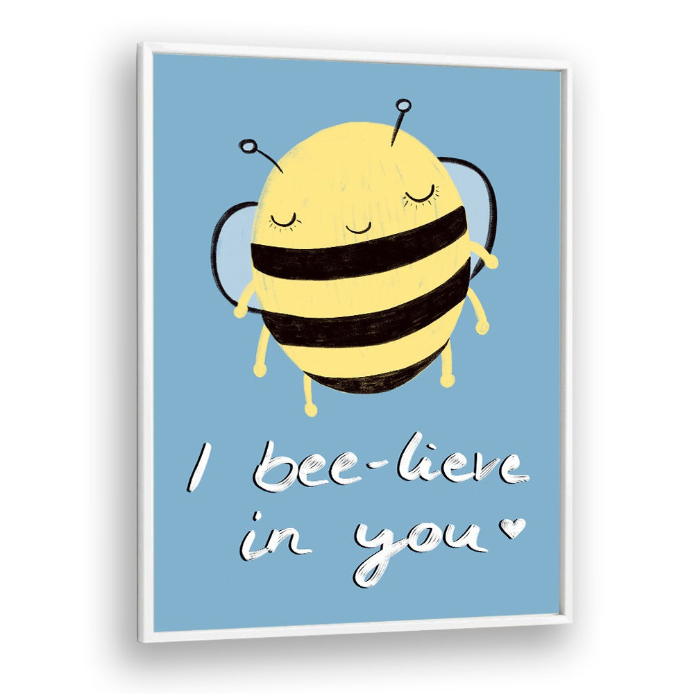 Bright and cheerful bee artwork from the I BEE-LIVE IN YOU, KIDS ROOM PAINTINGS collection, perfect for inspiring positivity.