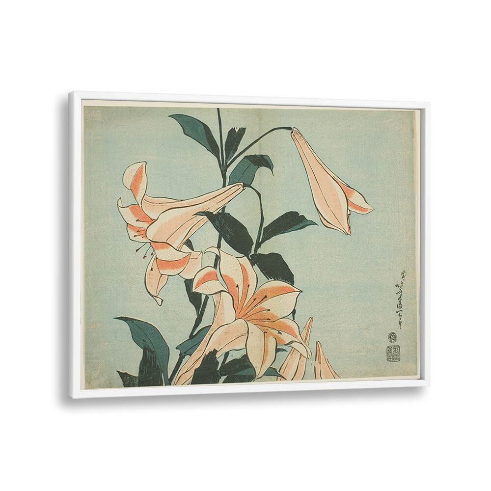 HOKUSAI'S LILIES , VINTAGE PAINTINGS
