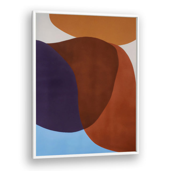 FREE FORM , ABSTRACT PAINTINGS featuring bold organic shapes in earthy tones and blue by Whiteplain Art Studio.