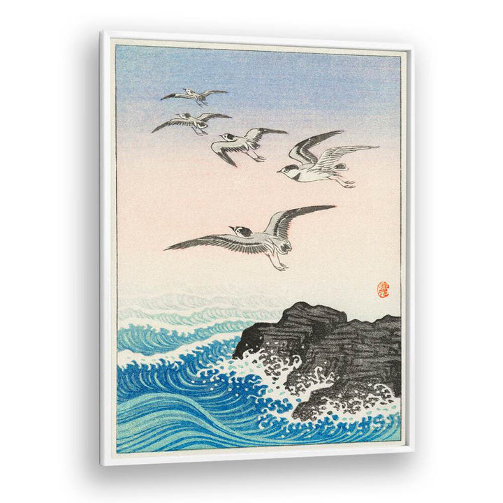 FIVE SEAGULLS ABOVE THE SEA (1900 - 1945)  , JAPANESE PAINTINGS , JAPANESE ART PRINTS