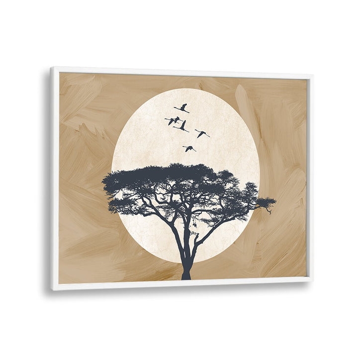 Elegant ETHIOPIA SPIRIT, LANDSCAPE PAINTINGS showcasing a silhouette tree against a serene background. Perfect for decor.
