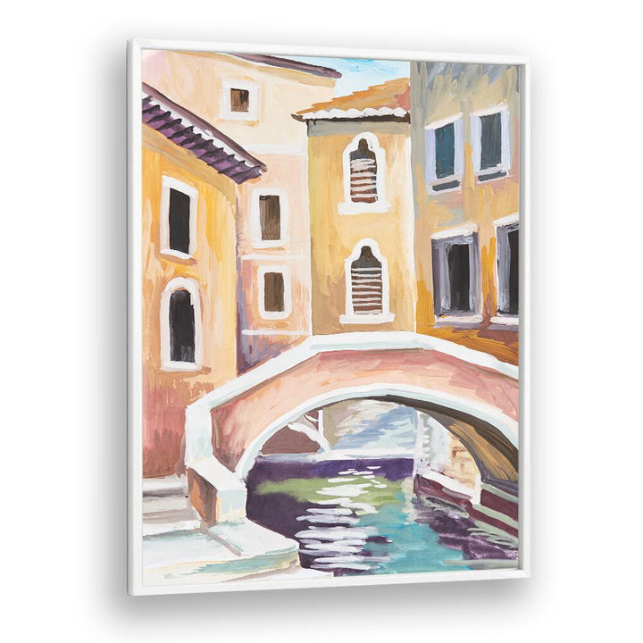 Gondolas and Arches Vintage European Paintings in White Plain Frame