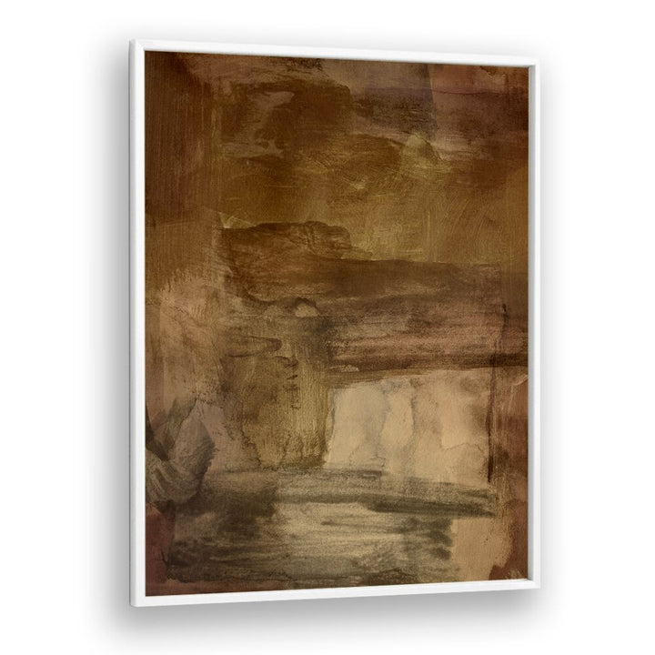 Elegant abstract artwork titled "YESTERDAYS WISHES II, ABSTRACT PAINTINGS" featuring rich earthy tones.