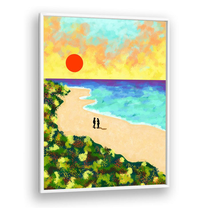 Vibrant sunset over a beach scene in GOLDEN GLOW, LANDSCAPE PAINTINGS, perfect for enhancing your decor.