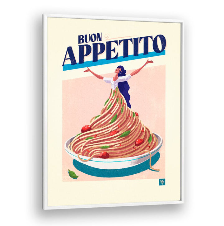 Celebrate culinary art with the BUON APPETITO I, BAR & CAFE ART, featuring vibrant spaghetti and a joyful chef.