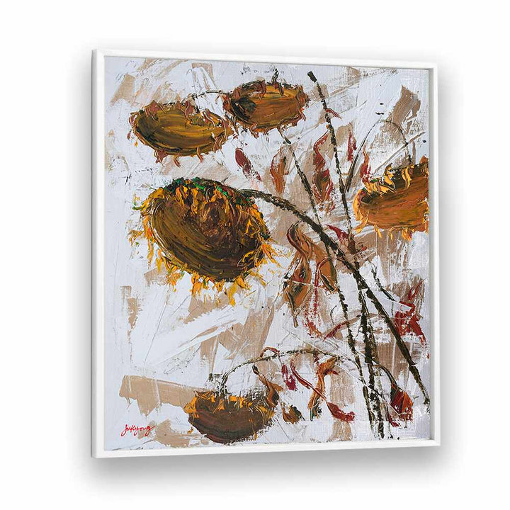 Brightly painted sunflowers in "SUN FLOWER CANVAS II, FLORAL FLOWER PAINTINGS" add a vibrant touch to any space.