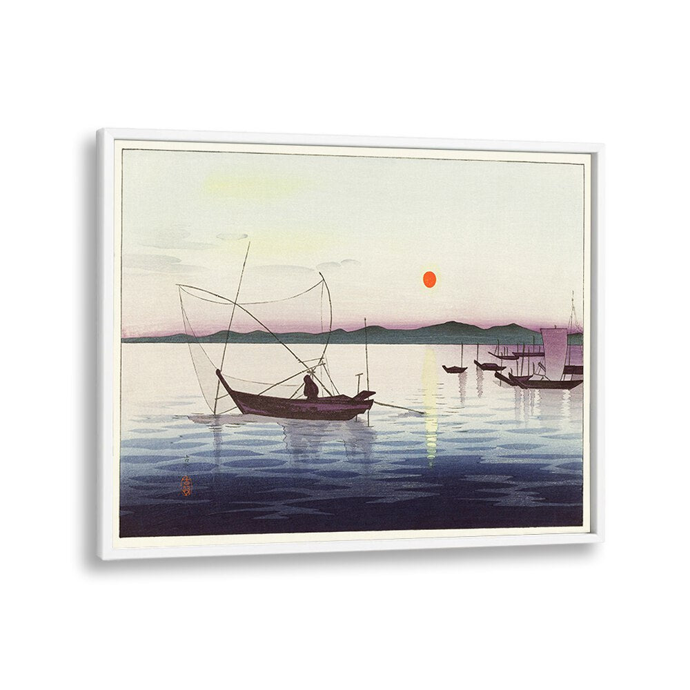 BOATS AND SETTING SUN (1900 - 1936) , JAPANESE PAINTINGS , JAPANESE ART PRINTS