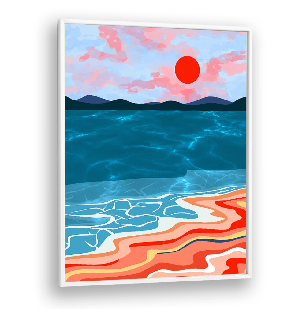 Vibrant COASTAL HUES, BEACH PAINTINGS capture serene ocean beauty with soft blues and greens, perfect for home decor.