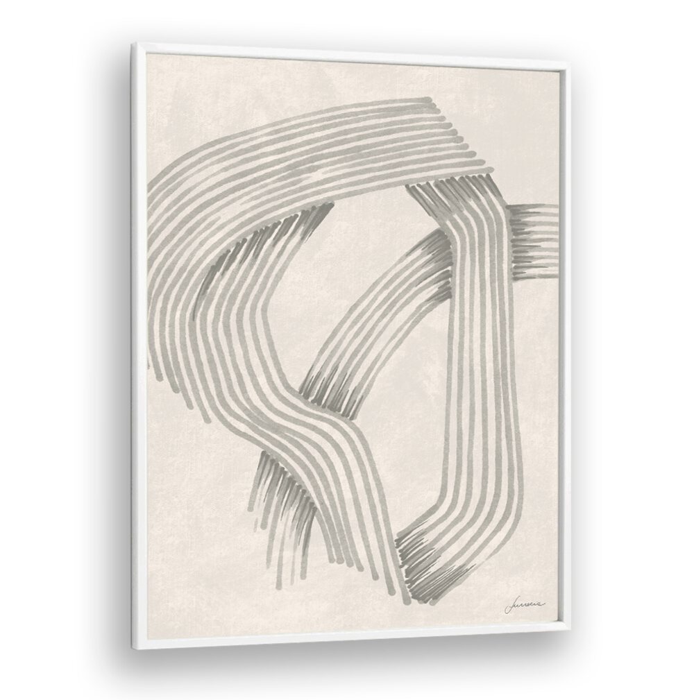 Modern art piece ABSTRACT GREY INTERSECTIONS 01 features intricate grey patterns, enhancing any space with sophistication.