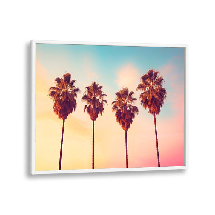 L.A Sunset Palms, Beach Paintings showcase vibrant palm trees against a pastel sky, perfect for your coastal decor.