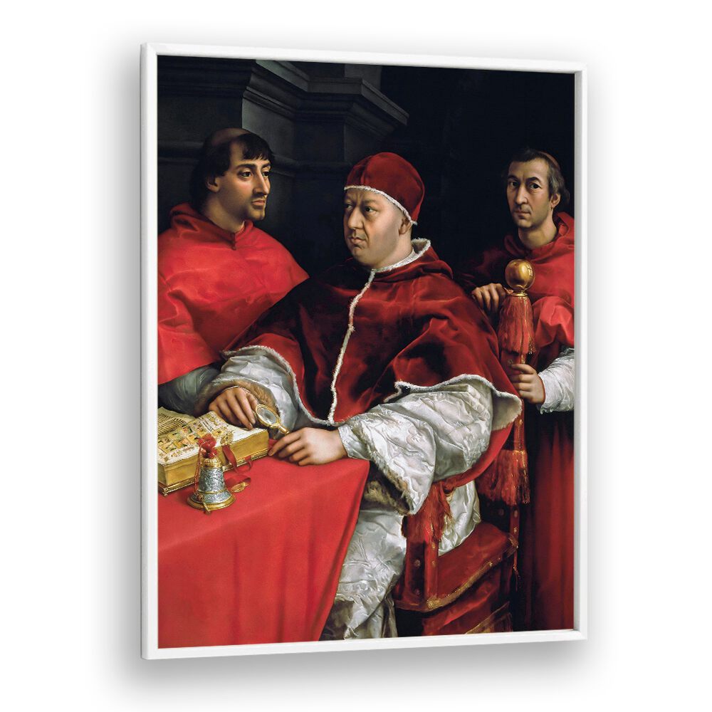 PORTRAIT OF POPE LEO X AND HIS COUSINS (1518–1519) BY RAPHAEL RAFFAELLO , VINTAGE PAINTINGS