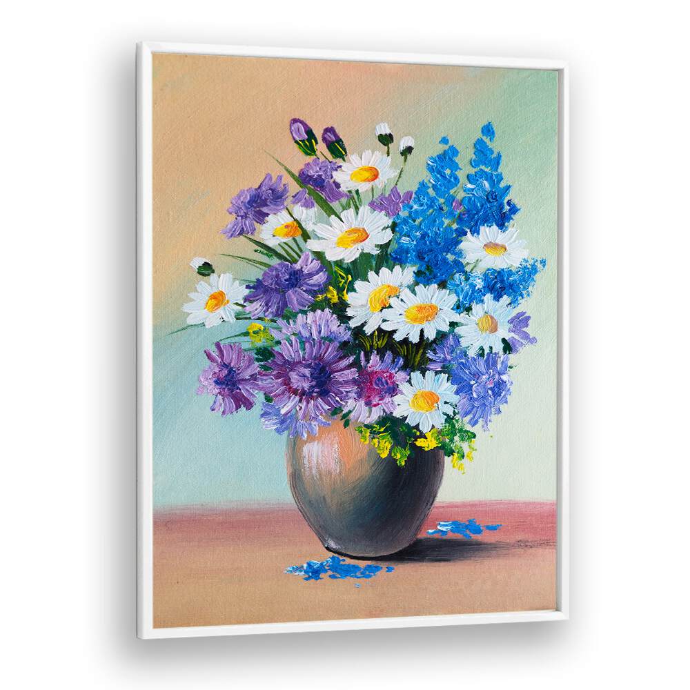 Petals in a Pot Vintage European Paintings in White Plain Frame