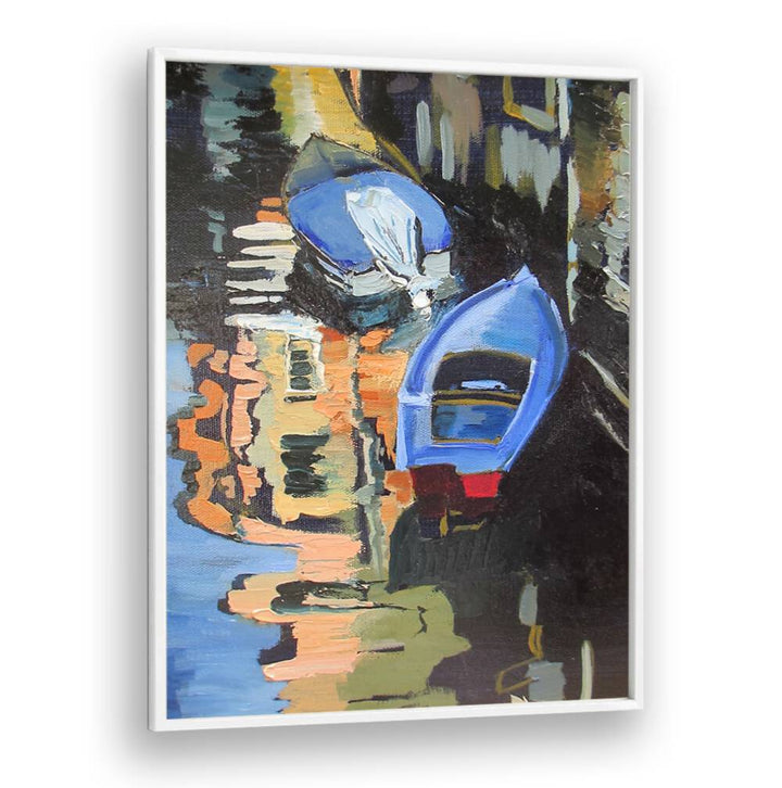 BOATS ON THE CANAL , BEACH PAINTINGS
