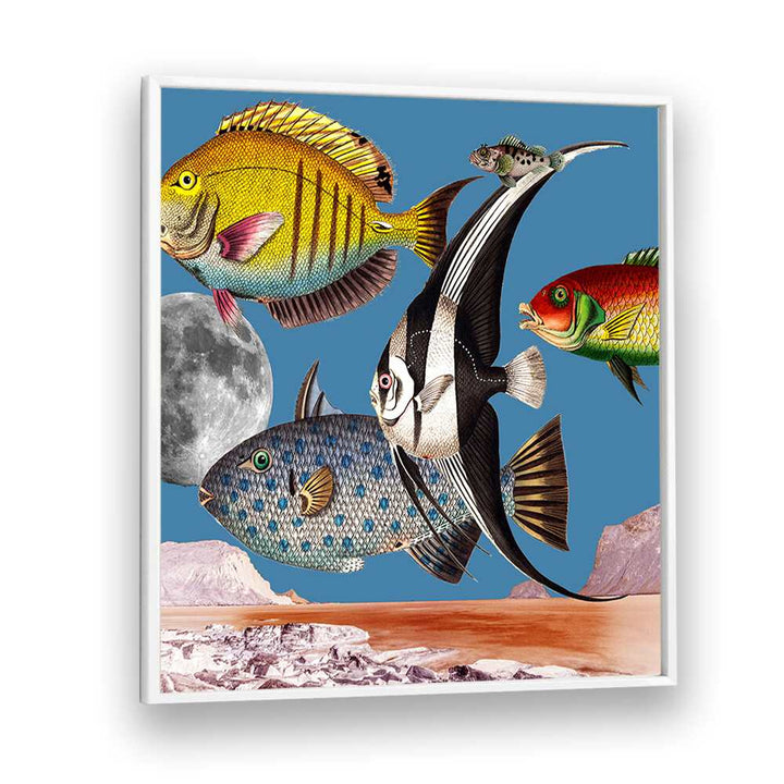 Vibrant FISH WORLD BLUE, BEACH PAINTINGS showcase colorful marine life for ocean lovers’ decor. Perfect for any space!