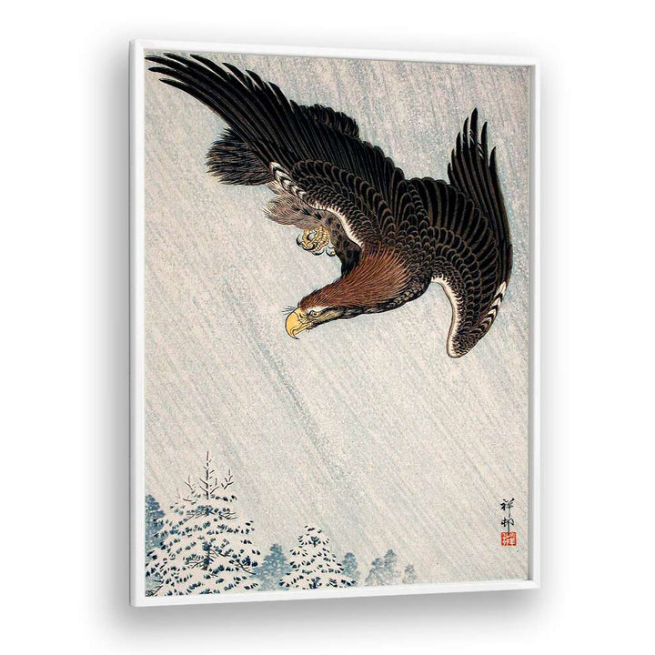 EAGLE FLYING IN SNOW (1933) , JAPANESE PAINTINGS , JAPANESE ART PRINTS