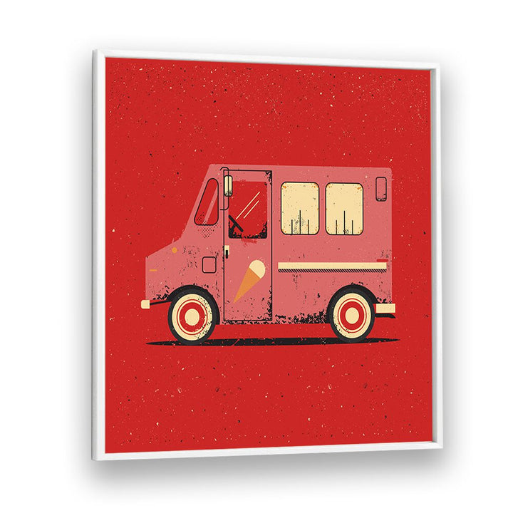 Colorful artwork featuring a vintage ice cream truck, perfect for kids' room paintings and playful decor.