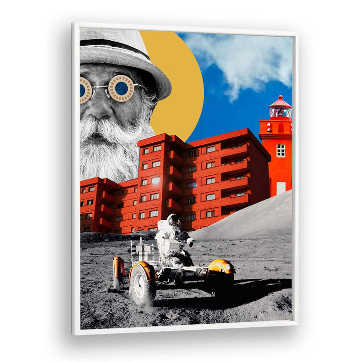 Surreal art print titled "UNIVERSE," featuring vivid colors and whimsical elements for a unique decor statement.