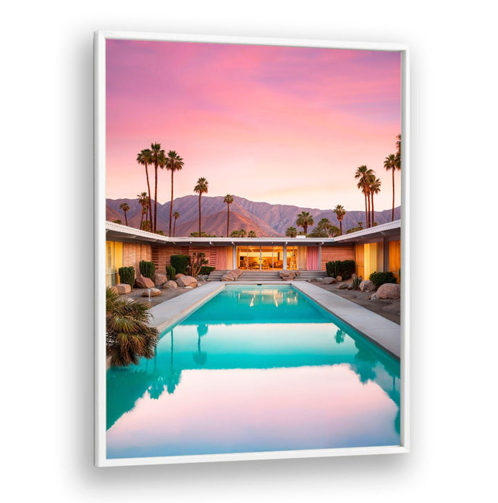 Stunning MID-CENTURY POOL, BEACH PAINTINGS showcase retro elegance, perfect for enhancing your outdoor space.