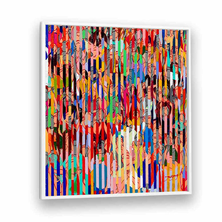 Colorful abstract painting titled "STADIUM, ABSTRACT PAINTINGS" showcasing vibrant patterns and dynamic energy.
