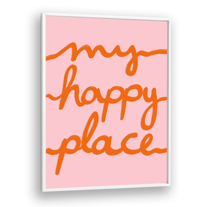 Bright pink artwork featuring "MY HAPPY PLACE," perfect for kids room paintings that inspire joy and serenity.