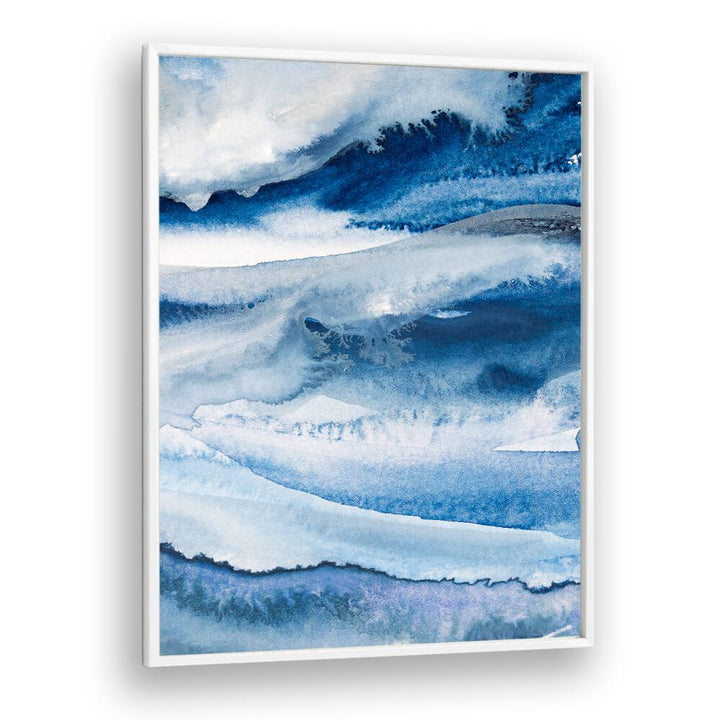 Elegant blue and white waves in NATUREFORCE, ABSTRACT PAINTINGS, perfect for modern home decor.