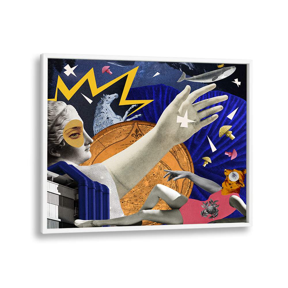 Colorful SPACE QUEEN, SURREAL ART PRINTS featuring celestial themes and modern aesthetics for unique decor.
