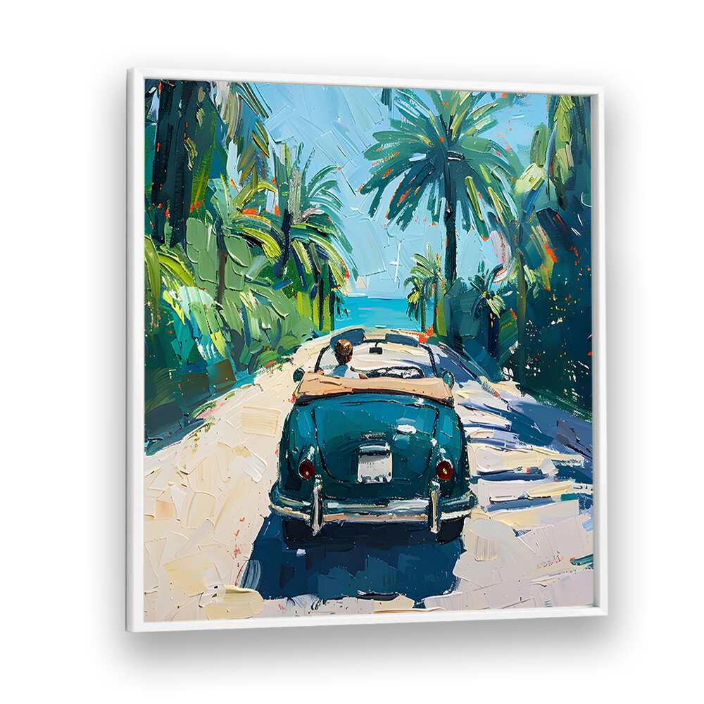 A vintage car on the beach road, embodying coastal adventures with our CAR ON THE BEACH model. Perfect for outdoor lovers!