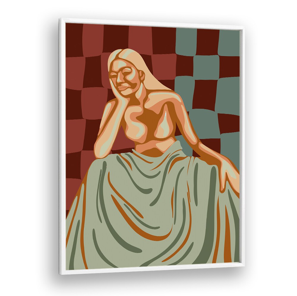 Elegant artwork from the CHRISTINA II, PORTRAITS collection, showcasing a thoughtful figure in vibrant colors.