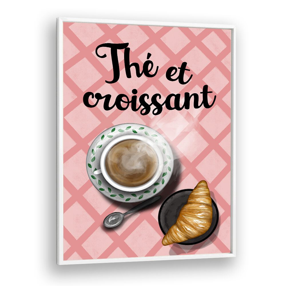 Charming café art featuring a croissant and coffee, celebrating THE ET CROISSANT, BAR experience.