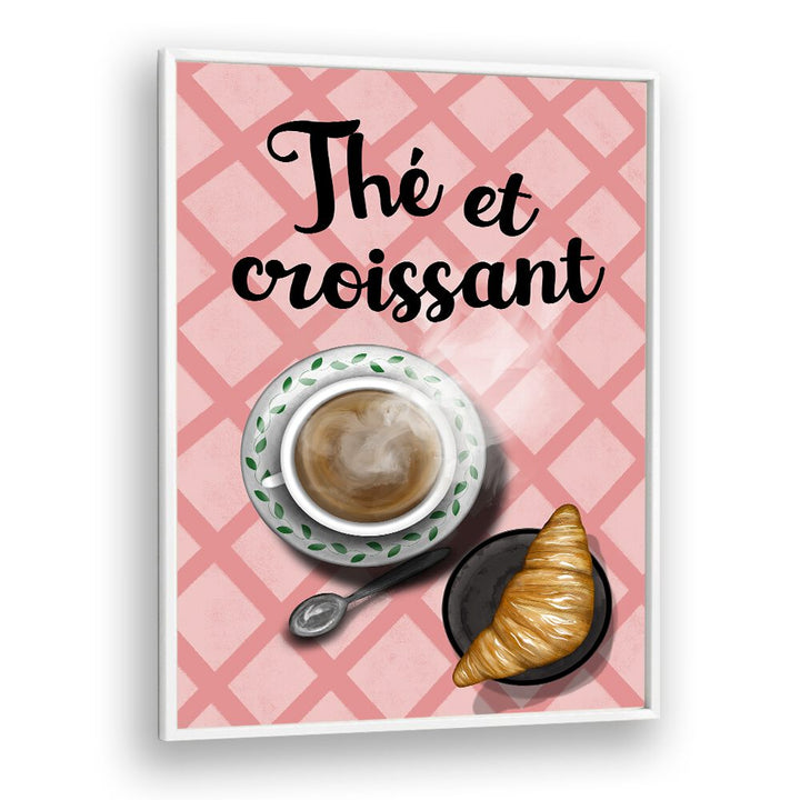 Charming café art featuring a croissant and coffee, celebrating THE ET CROISSANT, BAR experience.