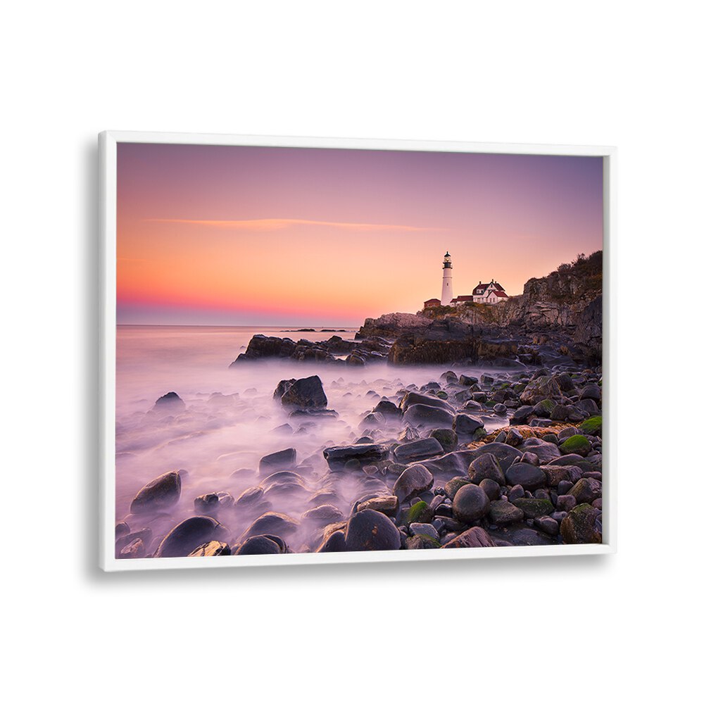 Stunning PORTLAND HEADLIGHT, PHOTOGRAPHY PRINTS showcasing the iconic lighthouse against a beautiful coastal sunset.