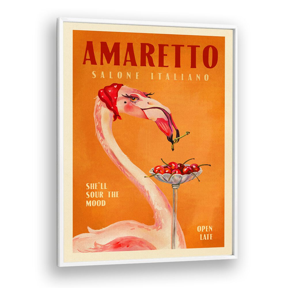 AMARETTO FLAMINGO ART DECO ITALIAN CAFE TRAVEL ART , WALL ART PRINTS