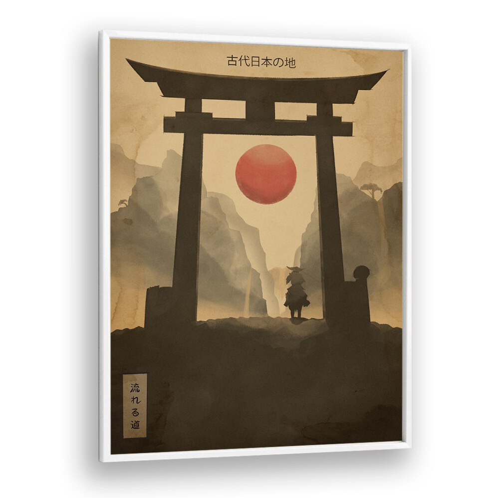 Elegant FLOWING PATH, JAPANESE PAINTINGS art piece featuring serene landscapes and traditional motifs for tranquil spaces.