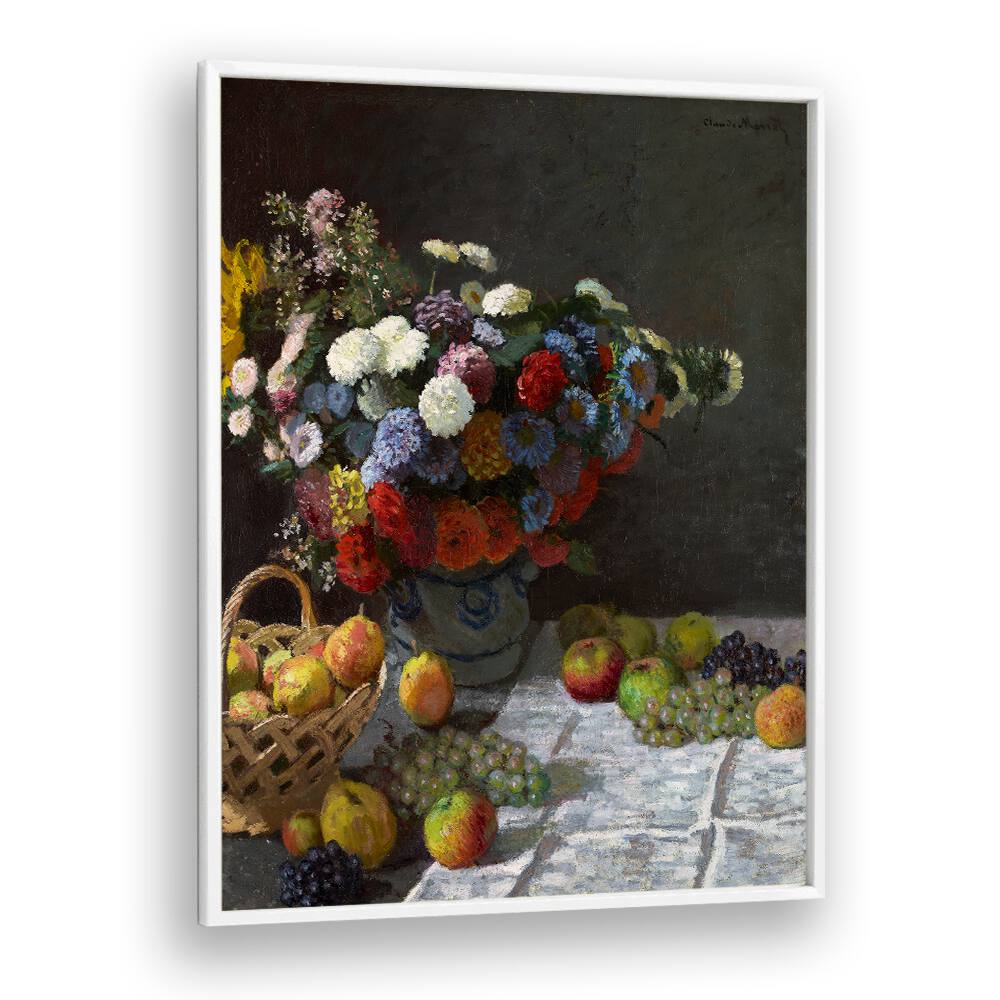 STILL LIFE WITH FLOWERS AND FRUIT (1869)  , VINTAGE PAINTINGS