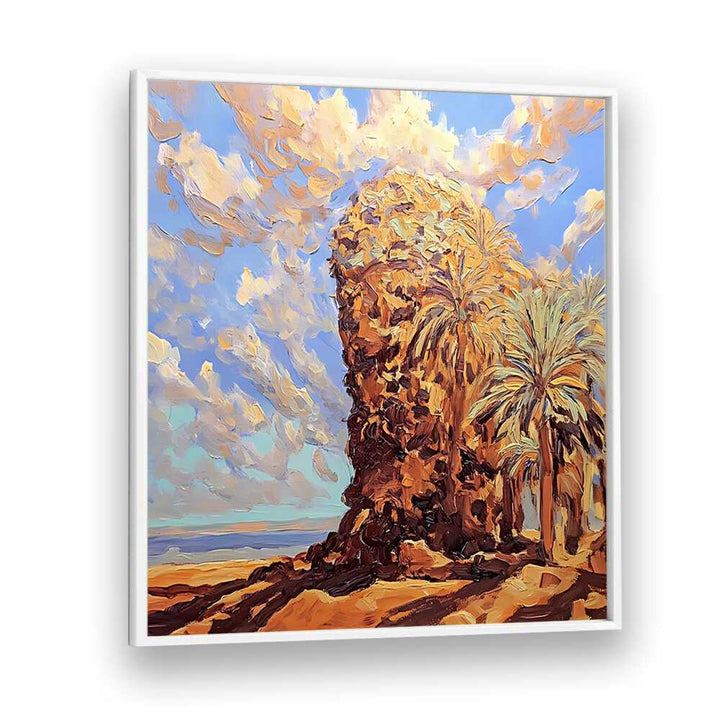 Luxurious wall art titled PALMS BY THE SEA, evoking coastal tranquility and beachside serenity for your home décor.